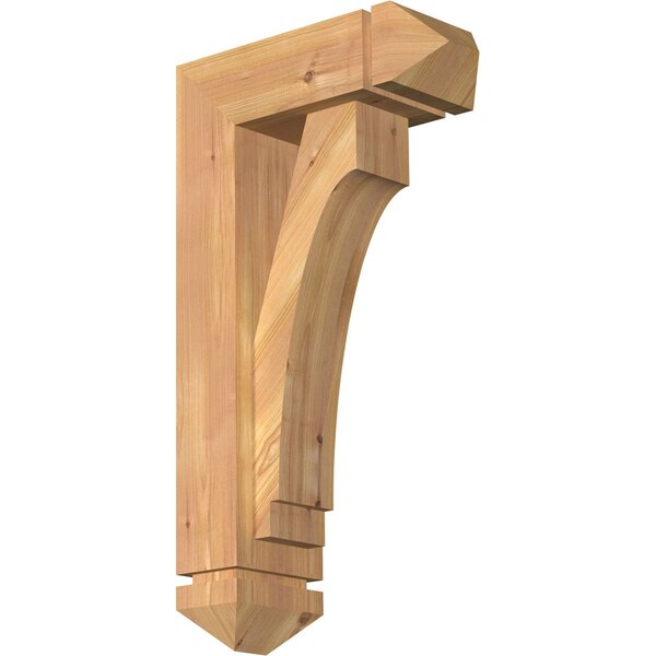 Ekena Millwork Imperial Arts and Crafts Smooth Bracket w/ Offset Brace, Western Red Cedar, 5 1/2"W x 14"D x 26"H BKT0604X14X26IMP03SWR - main